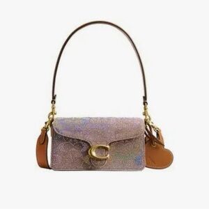 Coach Rainbow Crystal Tabby 20 Crossbody Bag with Gold Accents